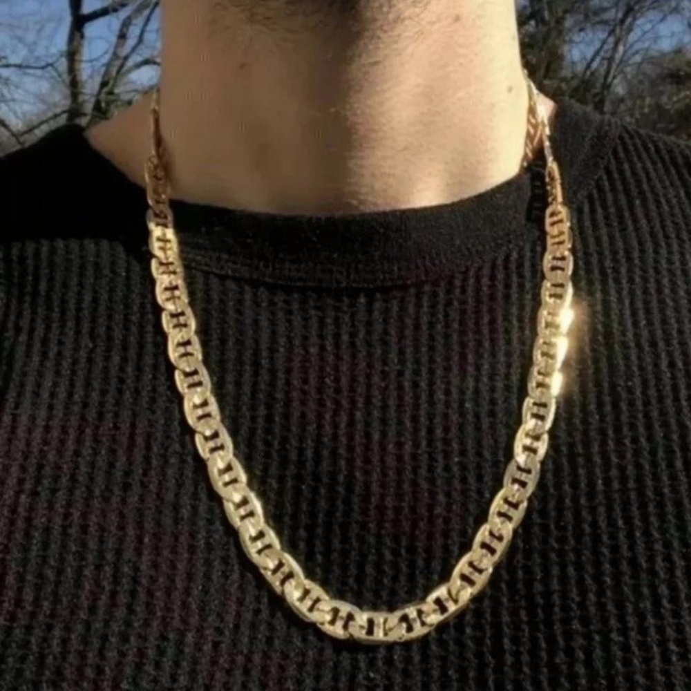 14k gold 24in 8mm mariner chain